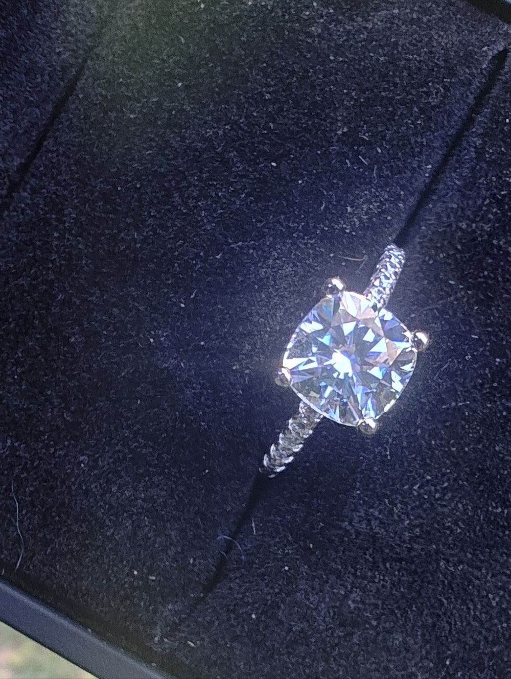 Certified 2ct Round Moissanite White Gold Ring - Picture 6 of 13
